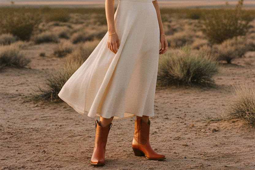 The Payton Boot — Two-Tone Chestnut — Detail view of premium calfskin texture and tonal stitching