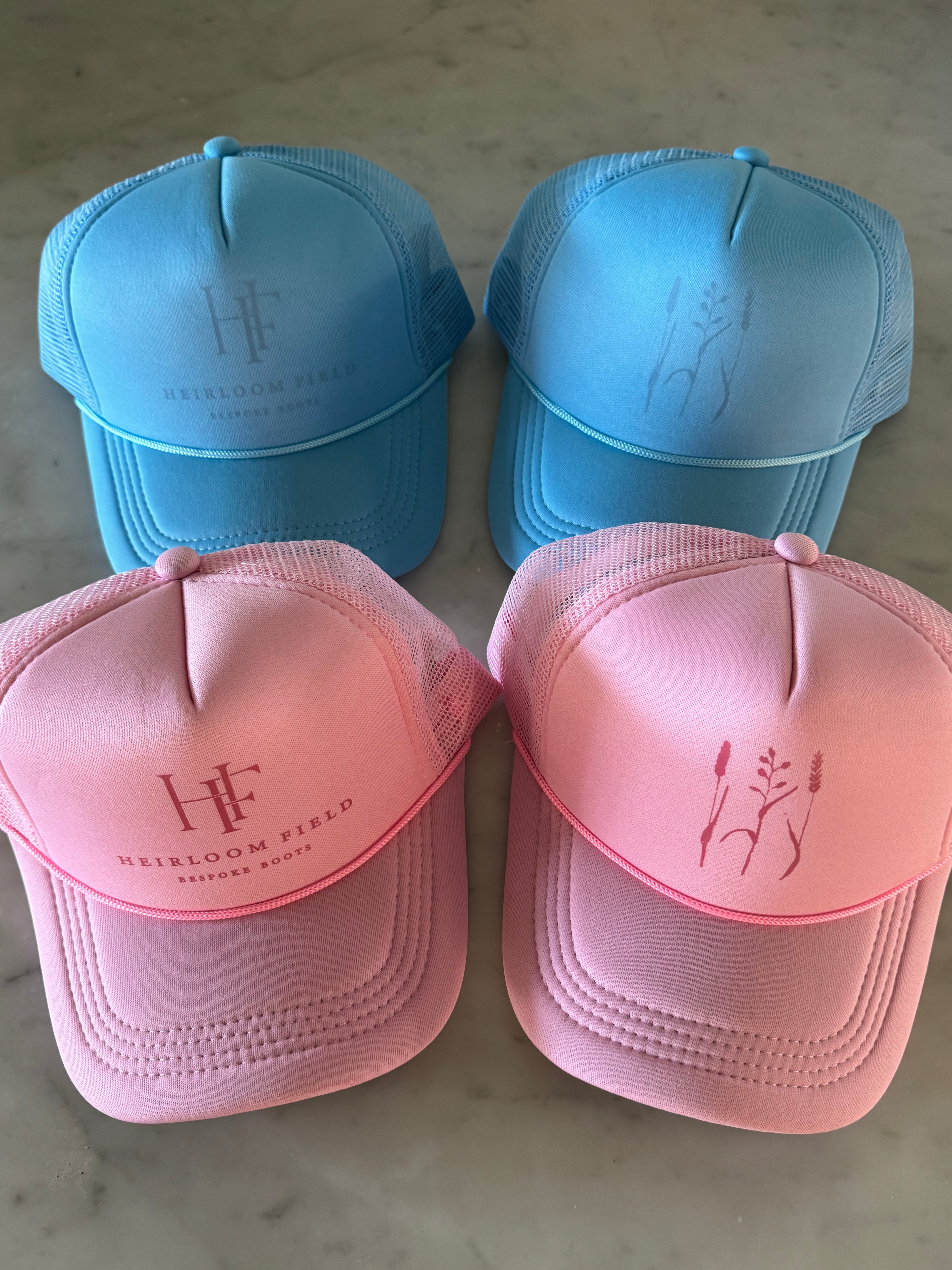 The Field Trucker Hat, 3 Sprigs Motif in Pink | Brand