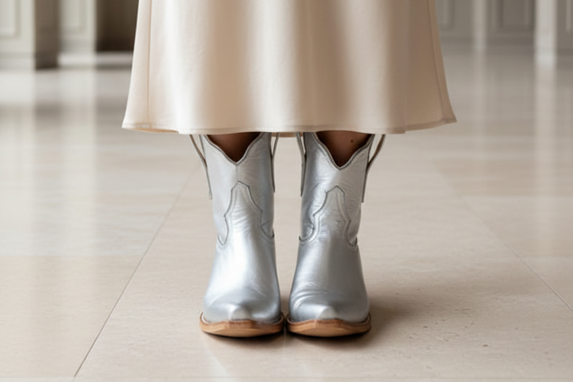 The Payton Boot — Silver Metallic — Atelier detail view 14, hand-lasted premium calfskin