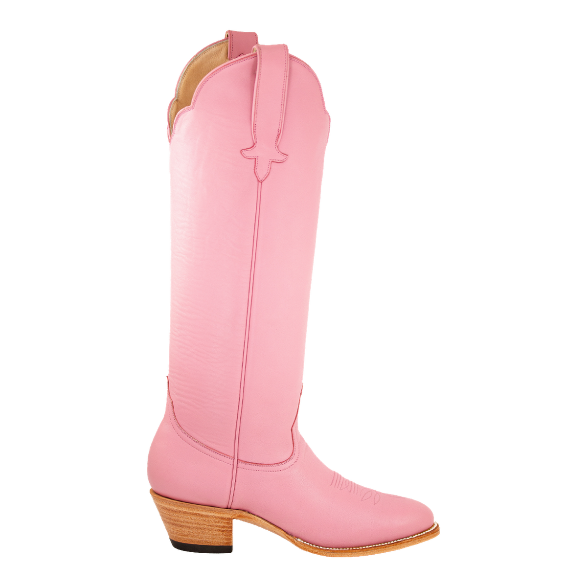 Petal Pink Georgia Tall boot, original 90-degree side view on transparent background
