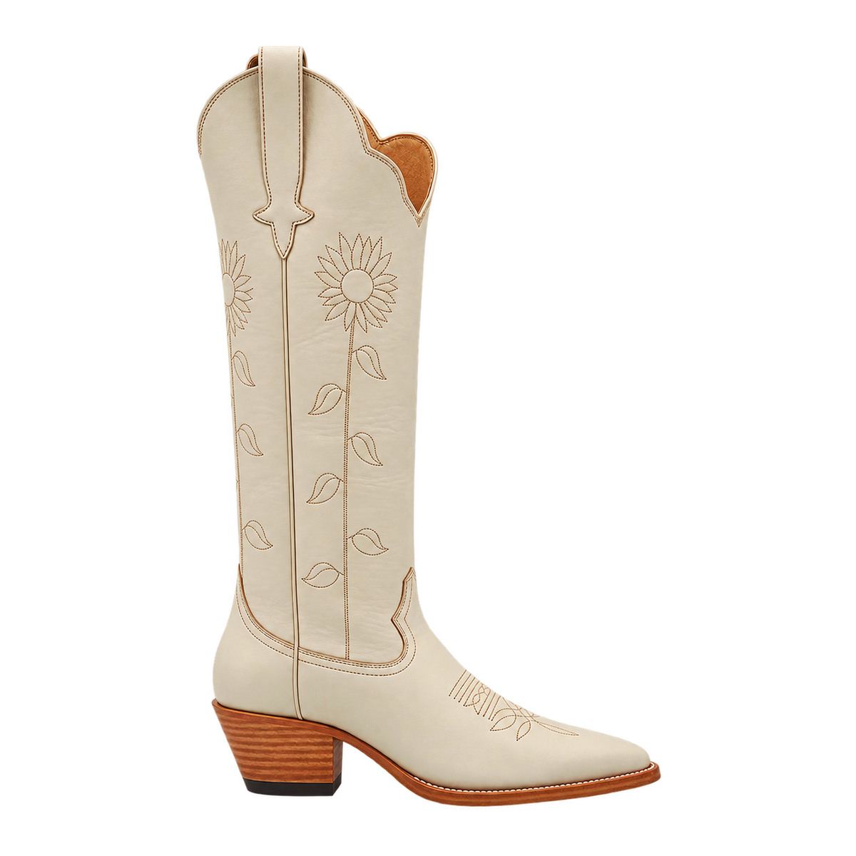 Sunflower boot in Bone, side view on a transparent background.