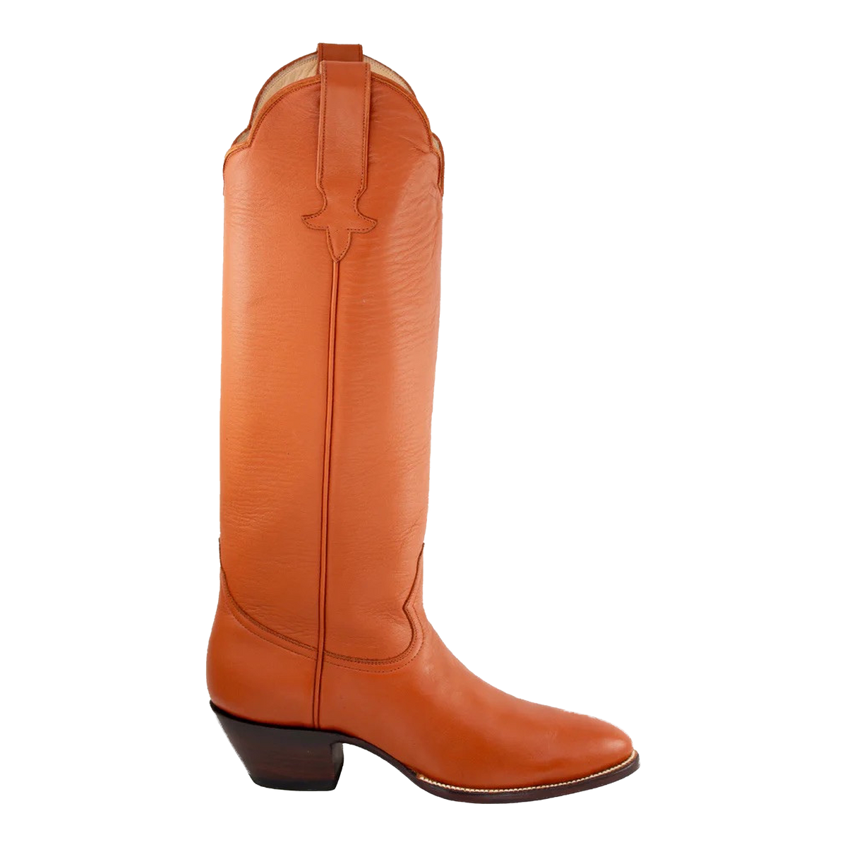 Chestnut Georgia Tall boot, side view with transparent background.