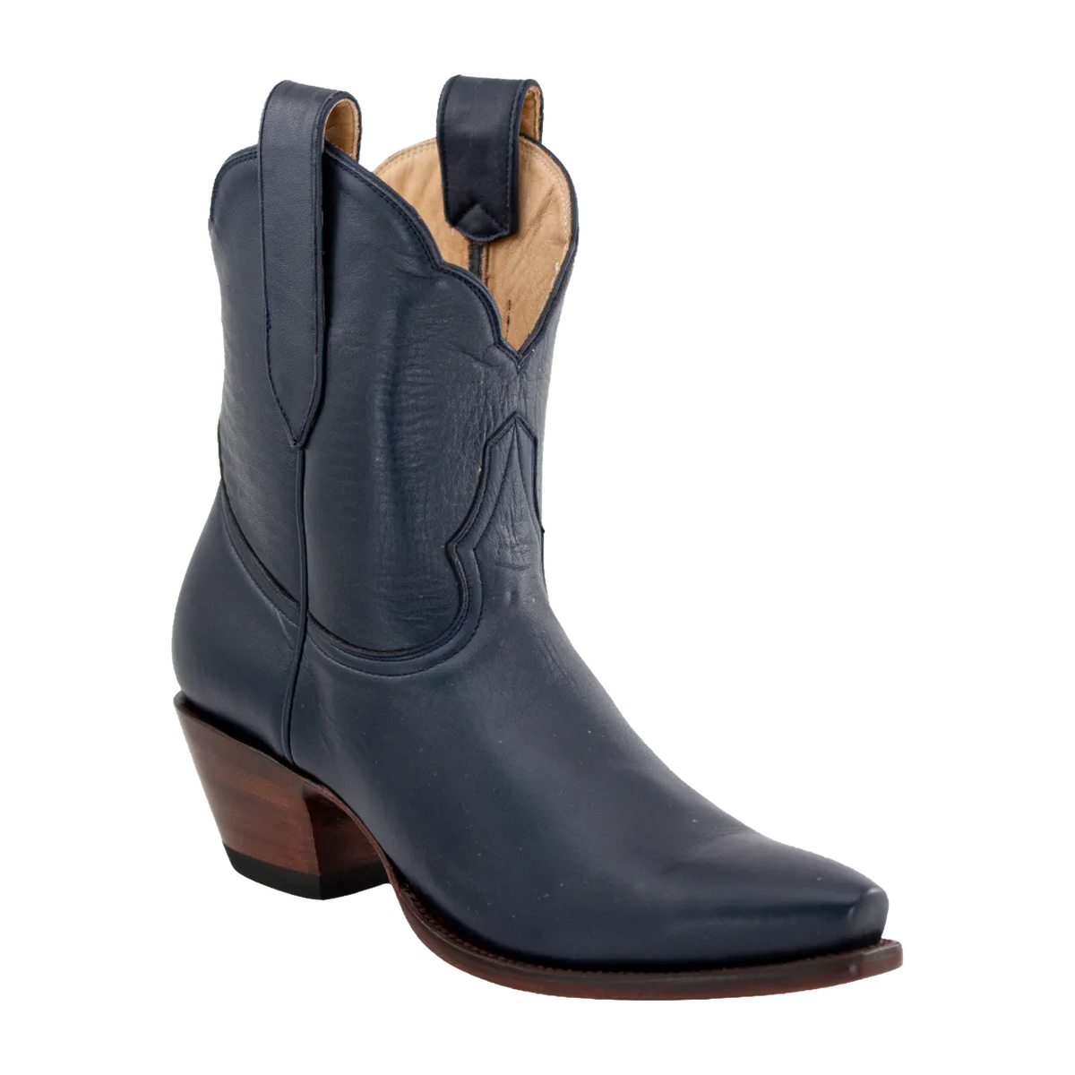 Navy Payton boot, front three-quarter view on a transparent background.