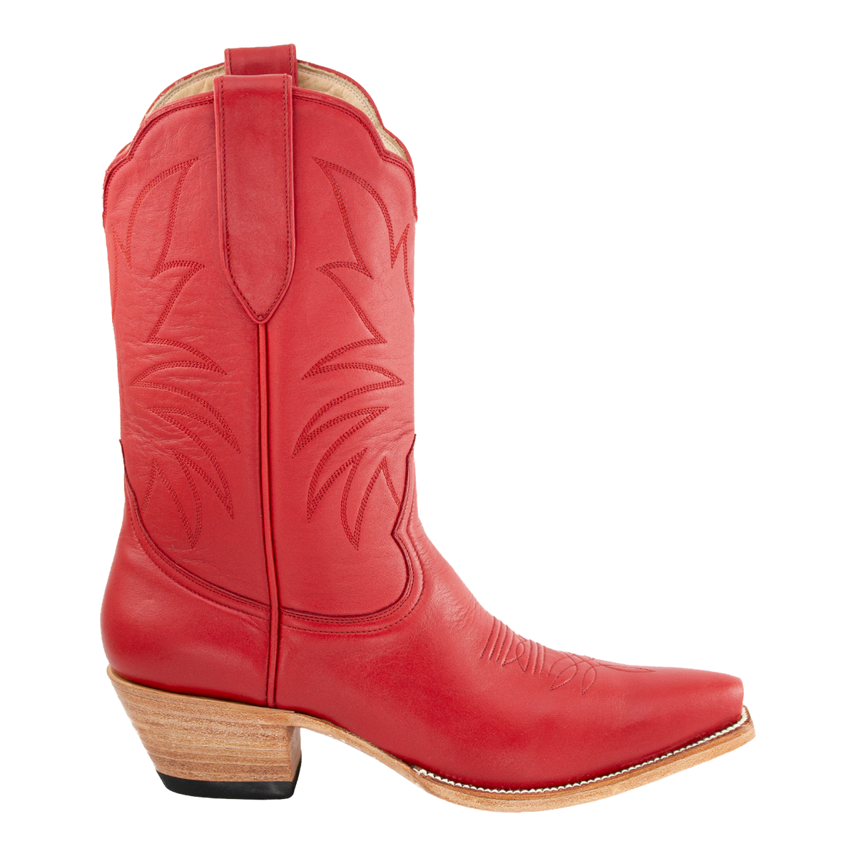 Poppy Red Taylor midi boot, side view