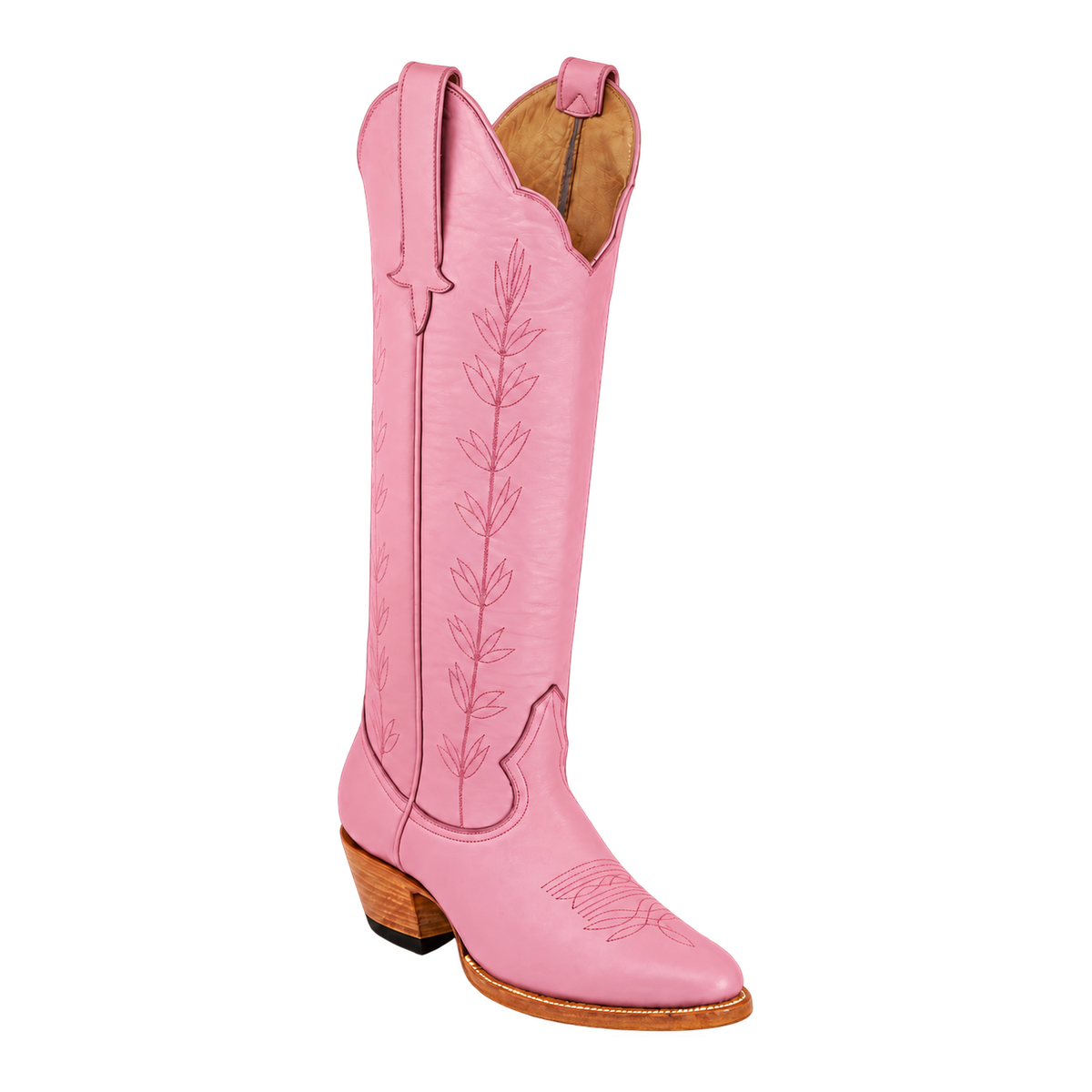 Vine Petal Pink boot, 45-degree view. Owner-approved render, matched to the Buttercup photo color reference.