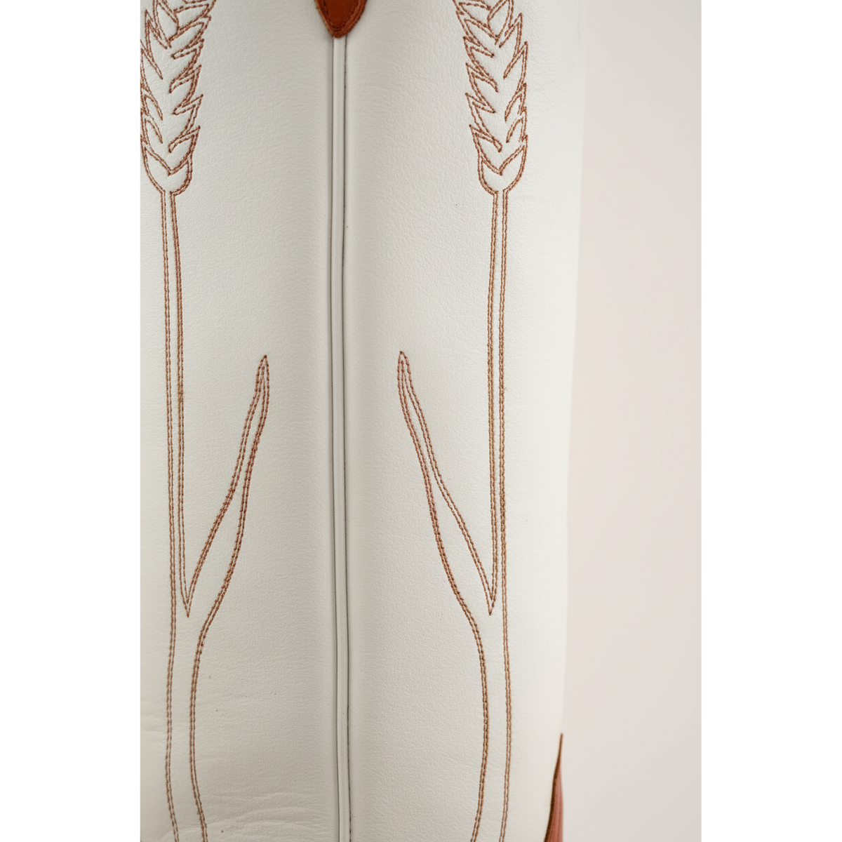 Close-up of the Wheat boot shaft and wheat embroidery