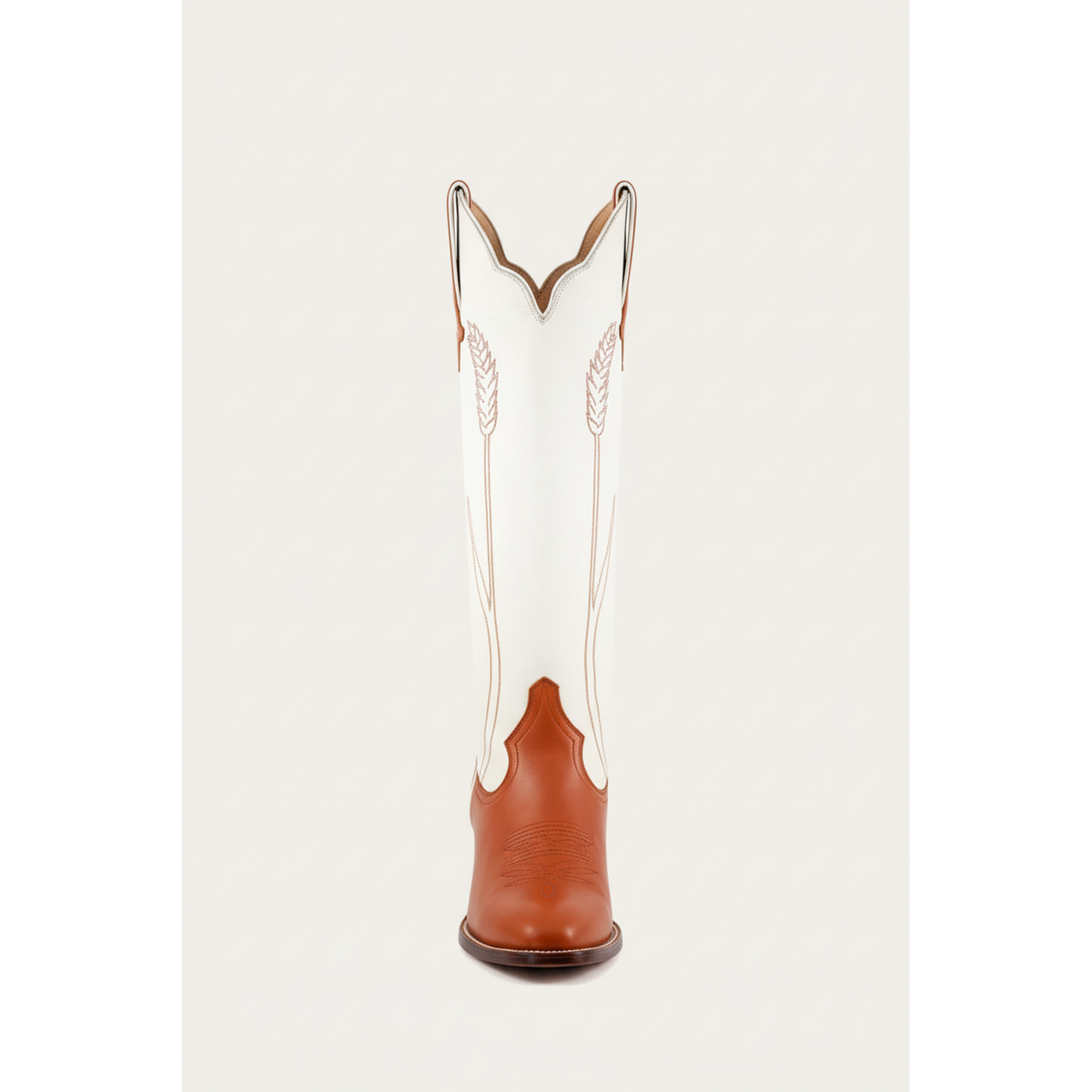 Chestnut and Bone Wheat boot, straight-front view