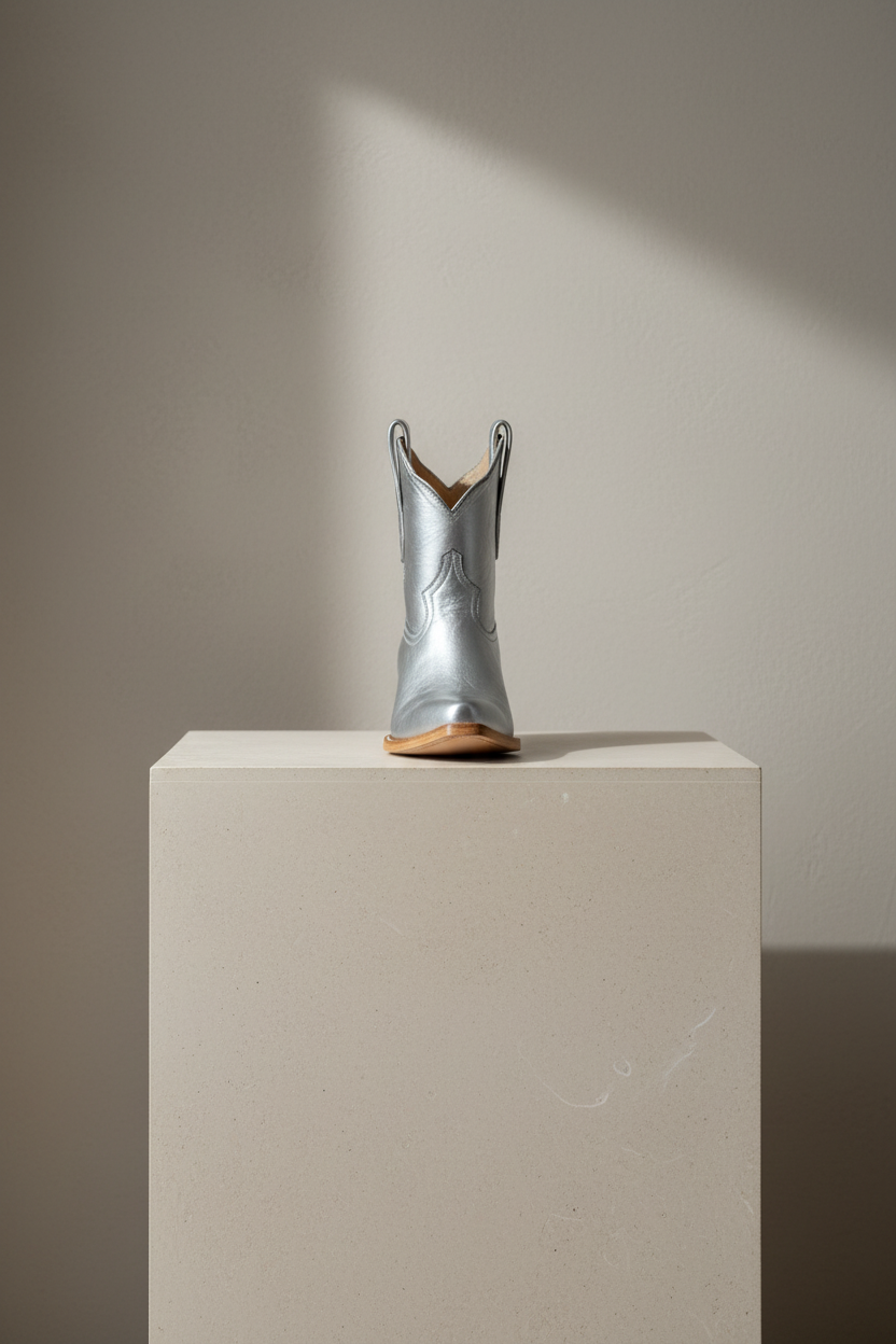 The Payton Boot — Silver Metallic — Atelier detail view 5, hand-lasted premium calfskin