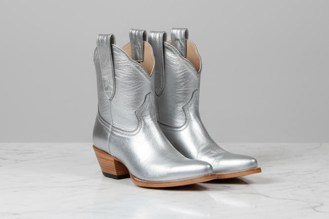 The Payton Boot — Silver Metallic — Atelier detail view 7, hand-lasted premium calfskin