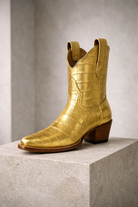 The Payton Boot — Gold Metallic Alligator — Atelier detail view 9, hand-lasted premium calfskin