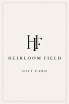Heirloom Field gift card artwork with the original HF monogram on warm ivory