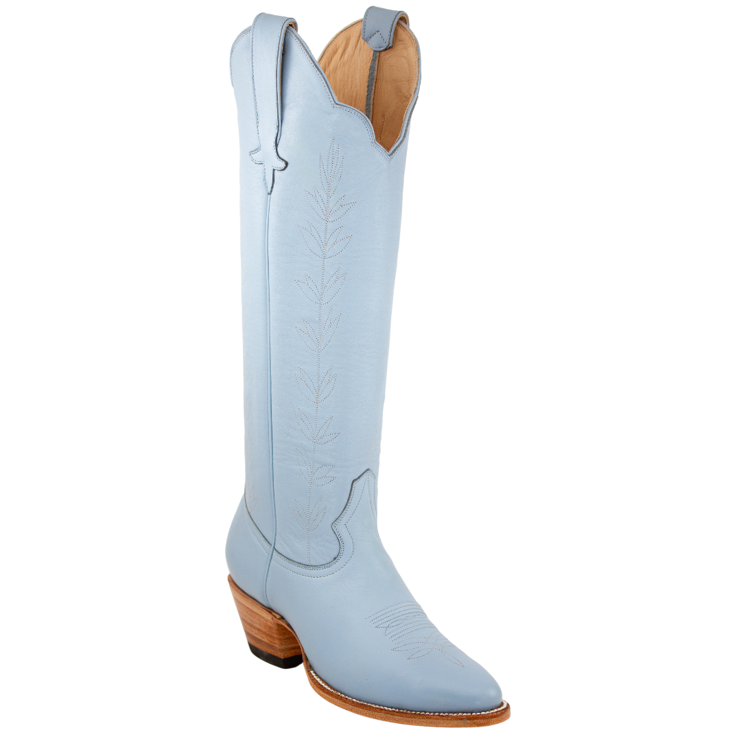 Powder Blue Vine boot, original studio three-quarter view