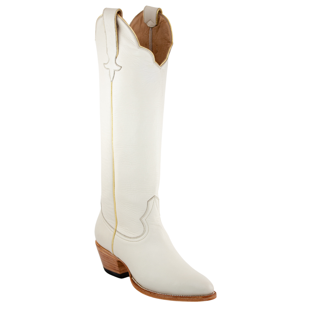Bone Georgia tall boot, original studio three-quarter view