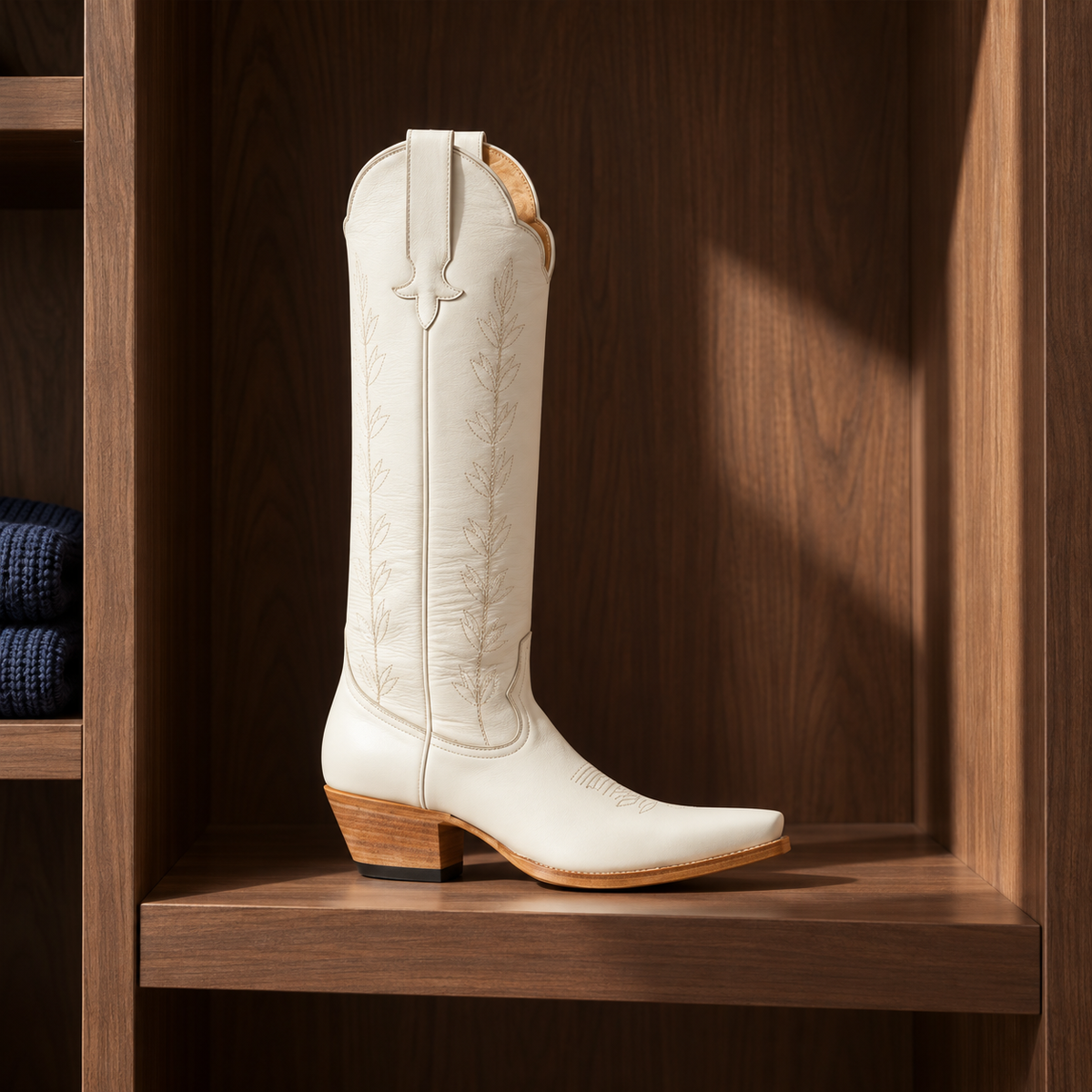 Wardrobe shelfie. AI-generated editorial image.