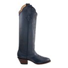 Navy Butterfly boot, side studio view on a transparent background.