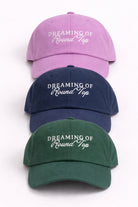 Dreaming of Round Top caps in lavender, navy, and hunter green, shown together from the front.