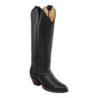 Georgia Tall Boot in Black, three-quarter product render with espresso heel and sole edge