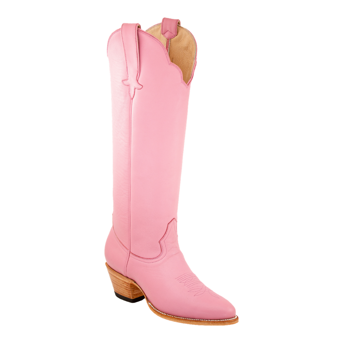 Petal Pink Georgia Tall boot, original 45-degree three-quarter view on transparent background