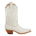 Bone Marjorie Midi boot with botanical outline stitching, side view
