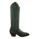 Hunter Green Butterfly boot, side studio view on a transparent background.