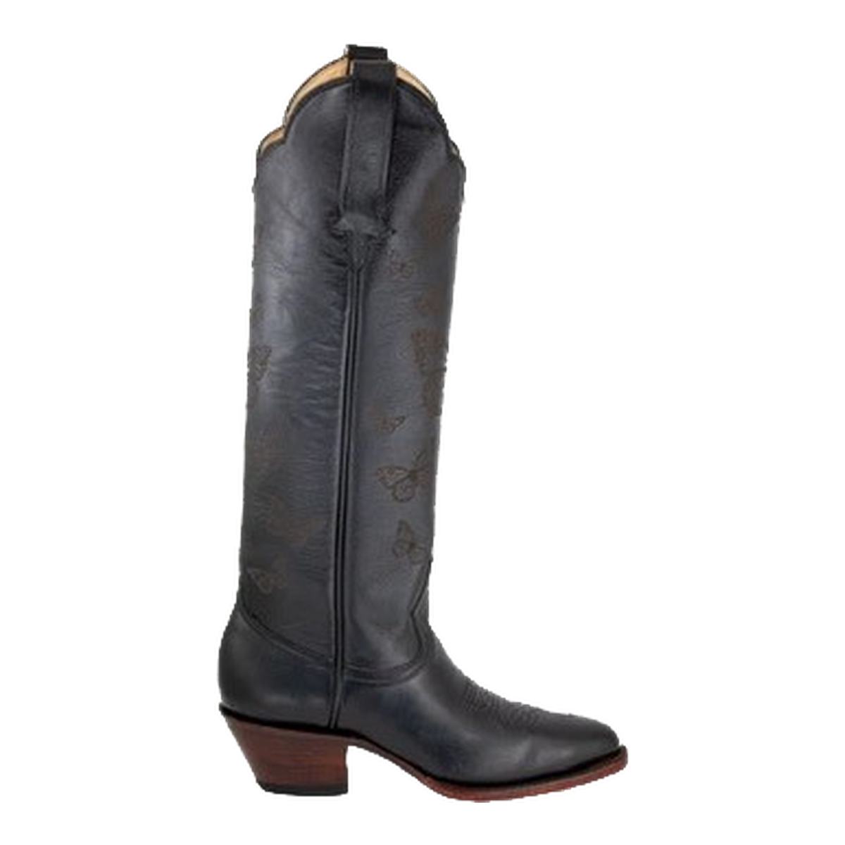 Black Butterfly boot, side studio view on a transparent background.