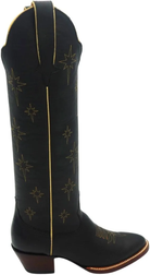 The North Star Boot in Black and Gold, original side photograph with eight-point star embroidery.