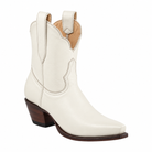 Bone Payton boot in pale neutral leather with espresso-finished heel and sole, front three-quarter view on white.