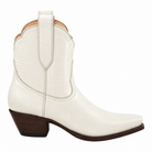 Bone Payton boot in pale neutral leather with espresso-finished heel and sole, 90-degree side view on white.