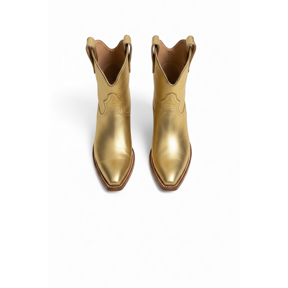 Gold Metallic Payton boots, top-front pair view
