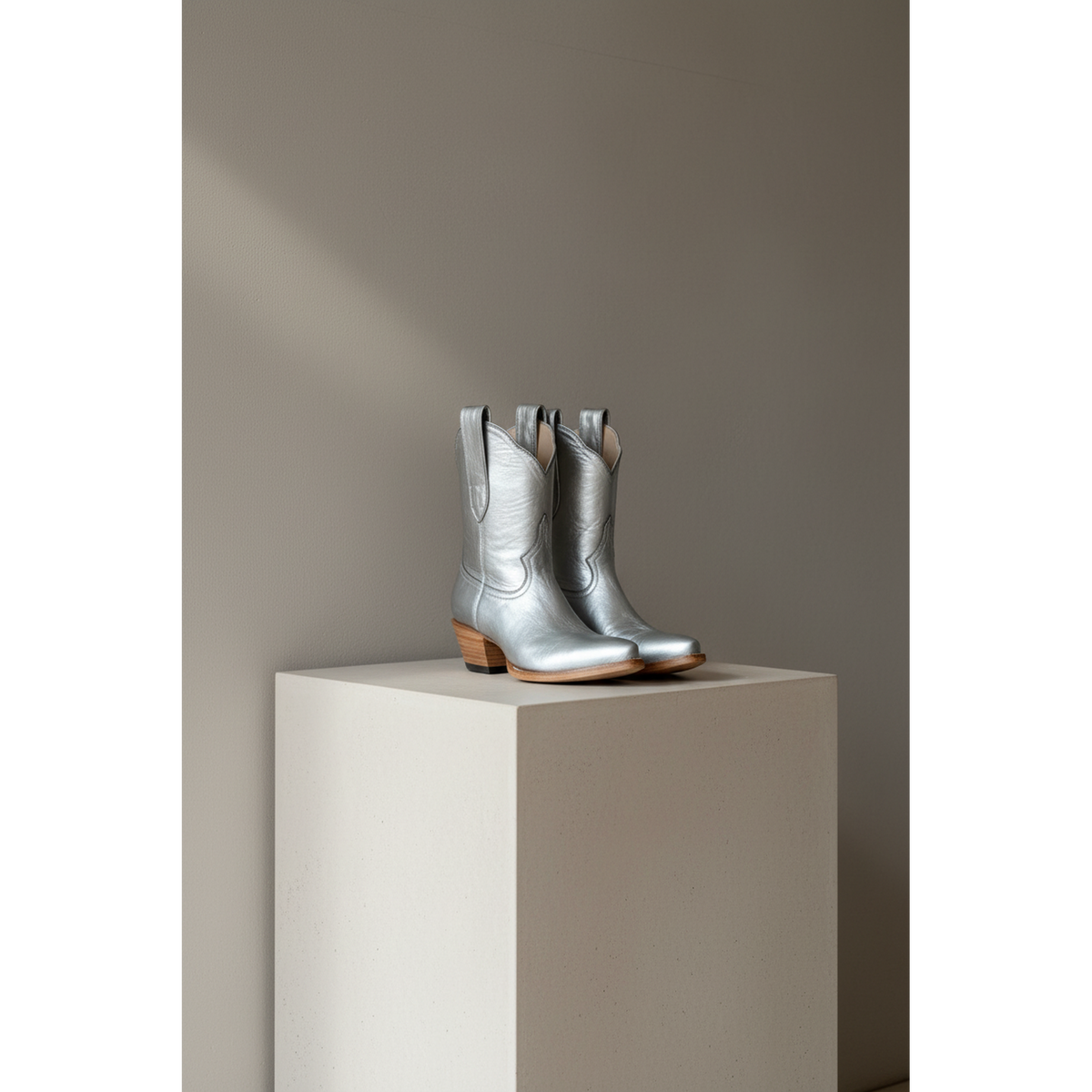 The Payton Boot — Silver Metallic — Hand-lasted luxury boot in premium calfskin, crafted by Heirloom Field atelier