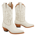 Bone Marjorie boots, paired view on a transparent background.