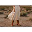 The Payton Boot — Two-Tone Chestnut — Detail view of premium calfskin texture and tonal stitching