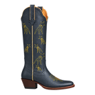 Shooting Star Boot in Navy and Gold with dark brown heel — AI-generated color visualization based on the existing design; navy color is approximate.