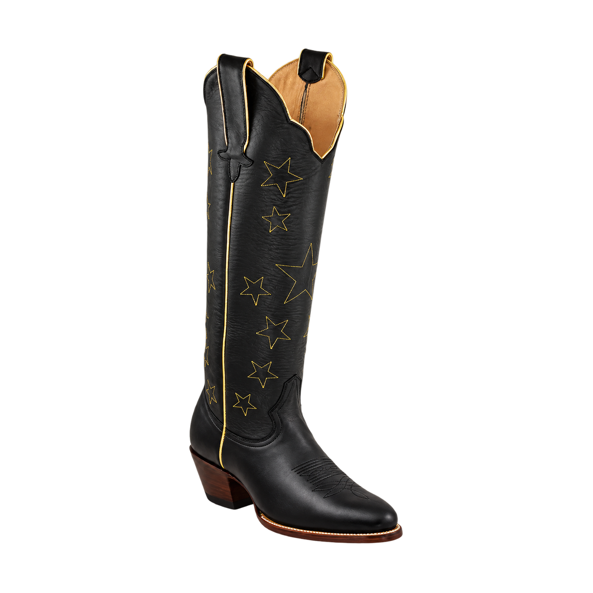 Black and Gold Star boot, three-quarter front view
