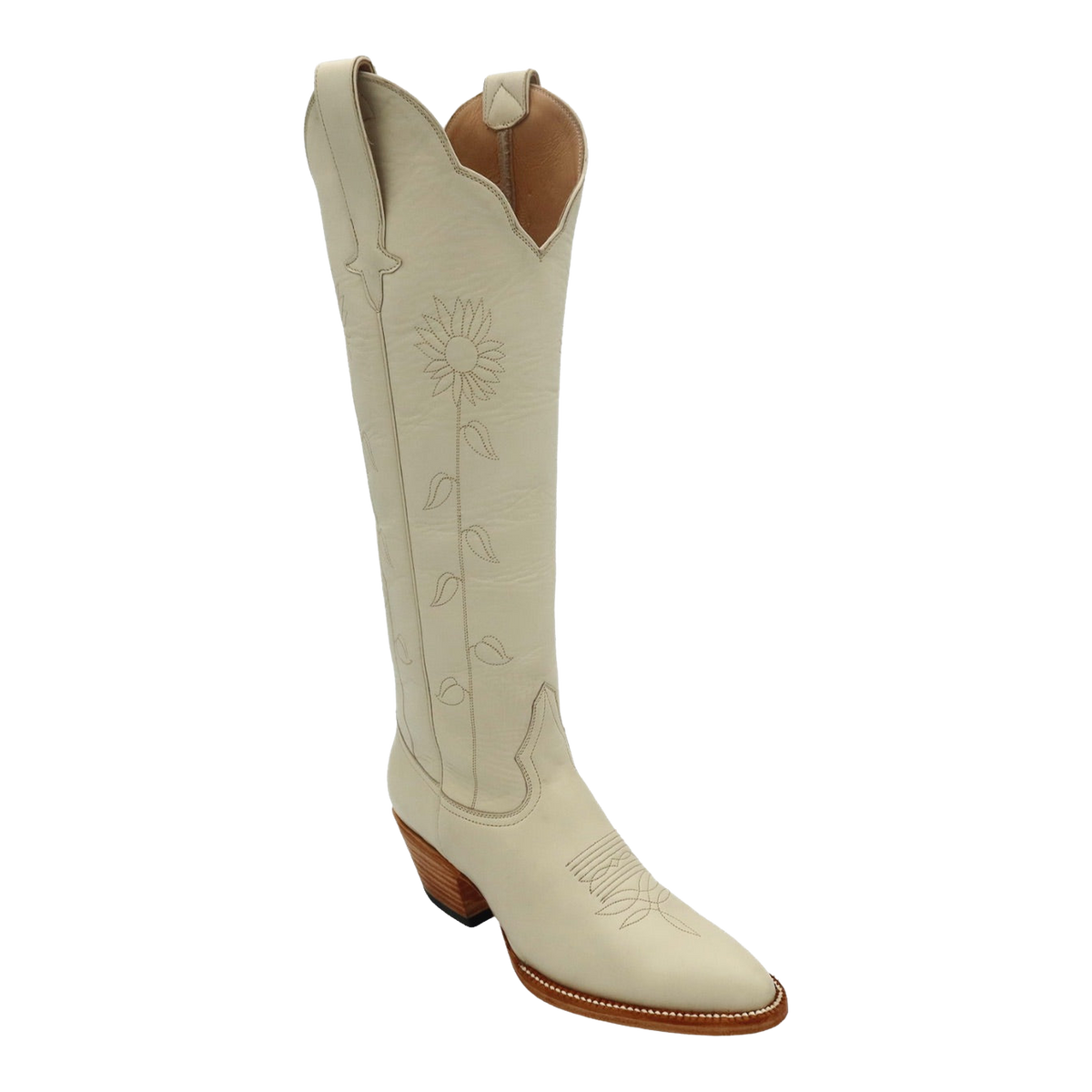 The Sunflower Boot in Bone, original front three-quarter studio photograph with transparent background.