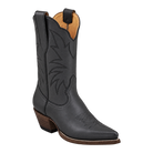 Taylor Midi Boot in Black, three-quarter product render with espresso heel and sole edge