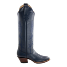 Navy Bluebonnet tall western boot, 90-degree side profile view