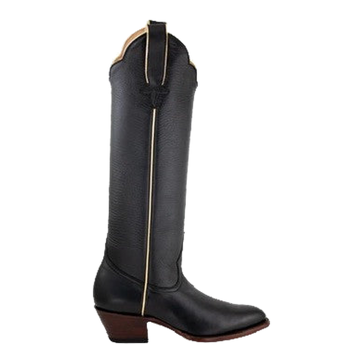 McCall boot in Black and Gold, original side-profile product photograph with plain shaft and gold piping.