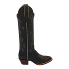 The North Star Boot in Black and Gold, approved AI-rendered 90-degree side view with eight-point stars.
