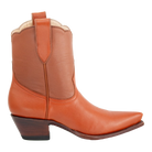 Two-tone Payton boot in chestnut and cognac, side profile.