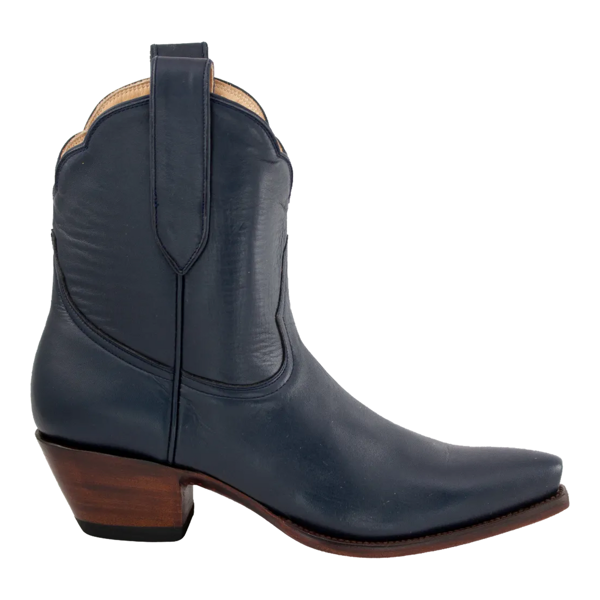 Navy Payton boot, 90-degree side profile on a transparent background.