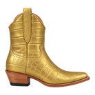 The Payton Boot in Gold Metallic Alligator, 90-degree side-profile studio rendering.