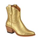 Gold Metallic Payton boot, 45-degree studio view. Owner-approved render.