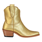 Gold Metallic Payton boot, 90-degree studio view. Owner-approved render.