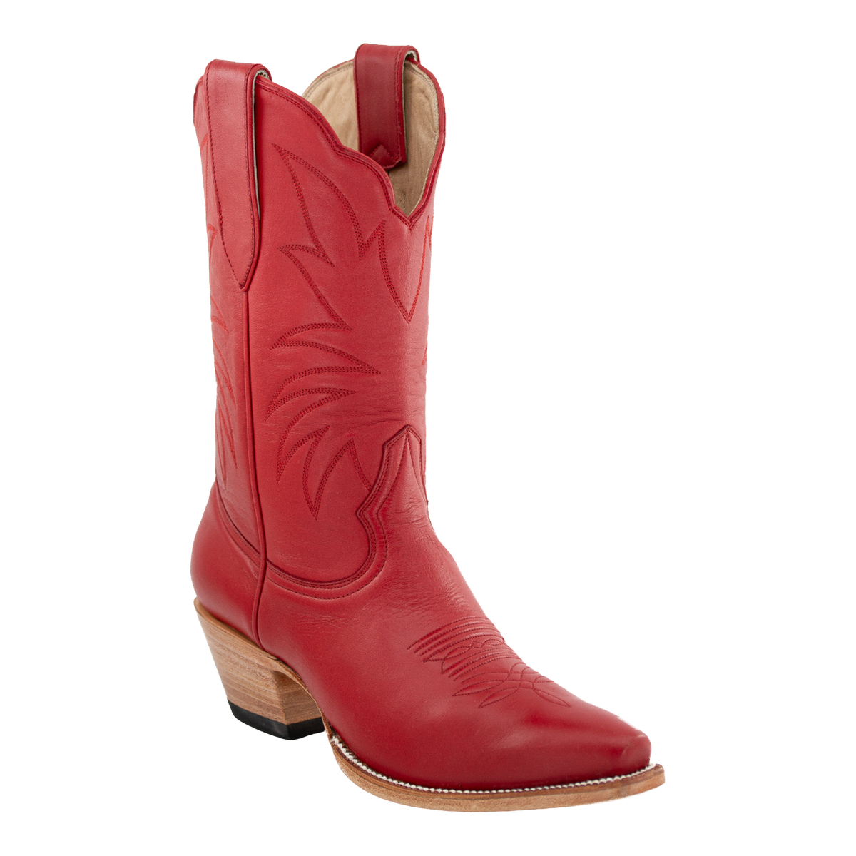 Poppy Red Taylor midi boot, front three-quarter view