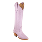 Lavender Vine boot, front three-quarter view with vine embroidery and a stacked heel.