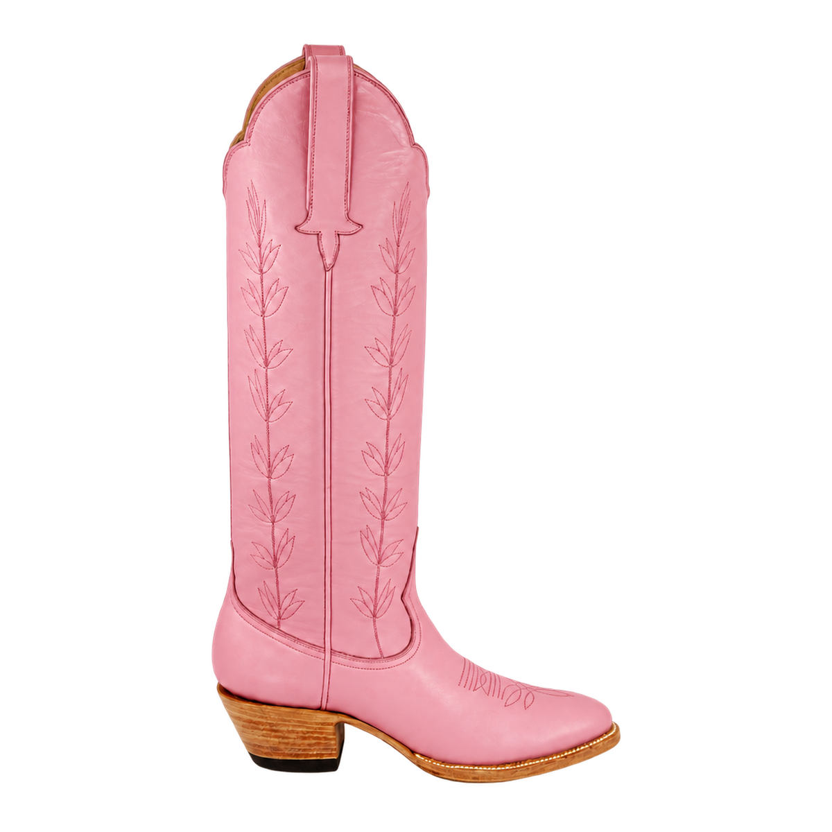 Vine Petal Pink boot, 90-degree side view. Owner-approved render, matched to the Buttercup photo color reference.