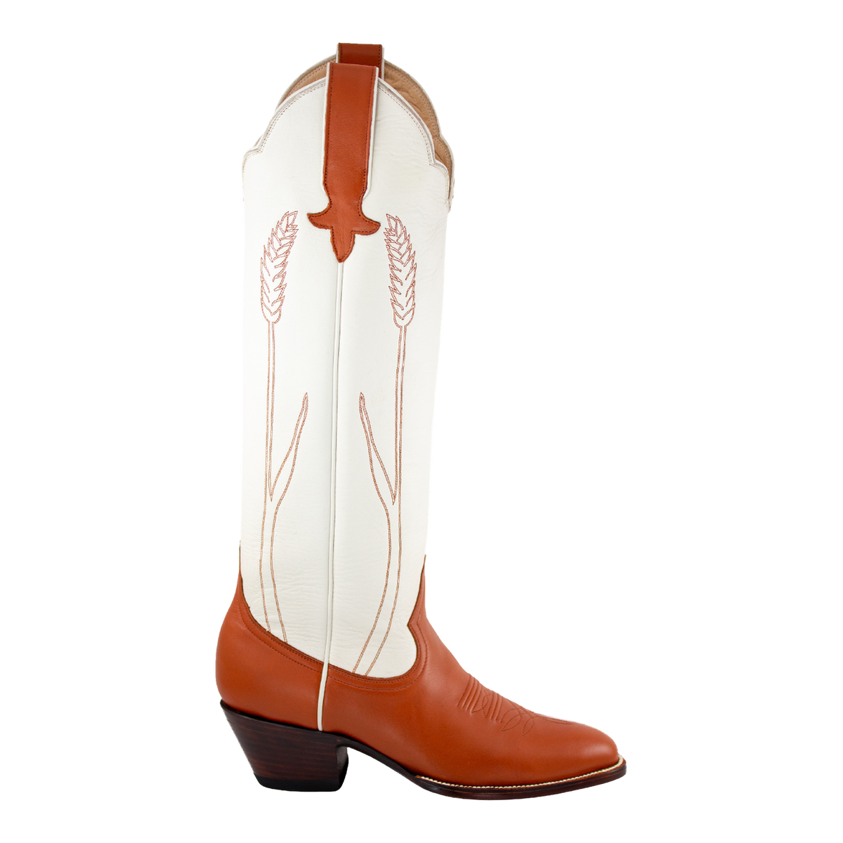 Chestnut and Bone Wheat boot, side view