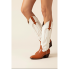 Chestnut and Bone Wheat boots worn with bare legs